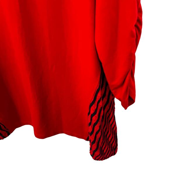 Ali Miles Size Large Red Wearable Art Long Sleeve Abstract Blouse Shirt Top Cozy - Picture 6 of 10